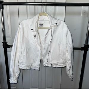 Abercrombie & Fitch White Cropped Jean Jacket